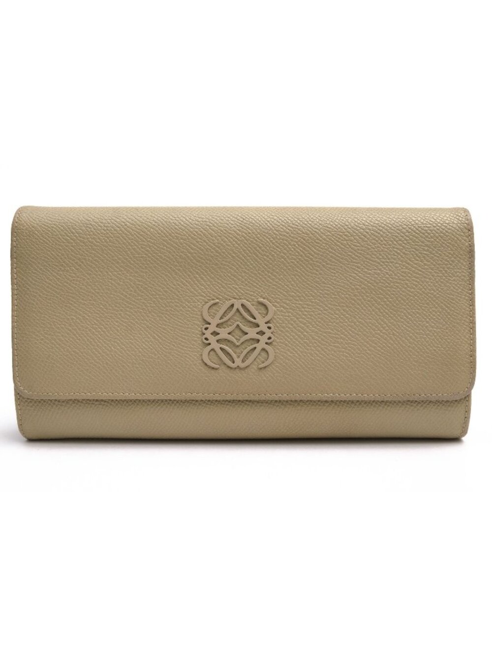 Loewe Wallet Leather Beige Anagram Continental with Coin Purse Bifold